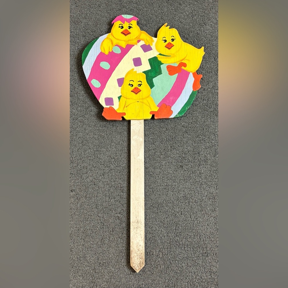Easter Egg Chicks Wooden Yard Sign 29”